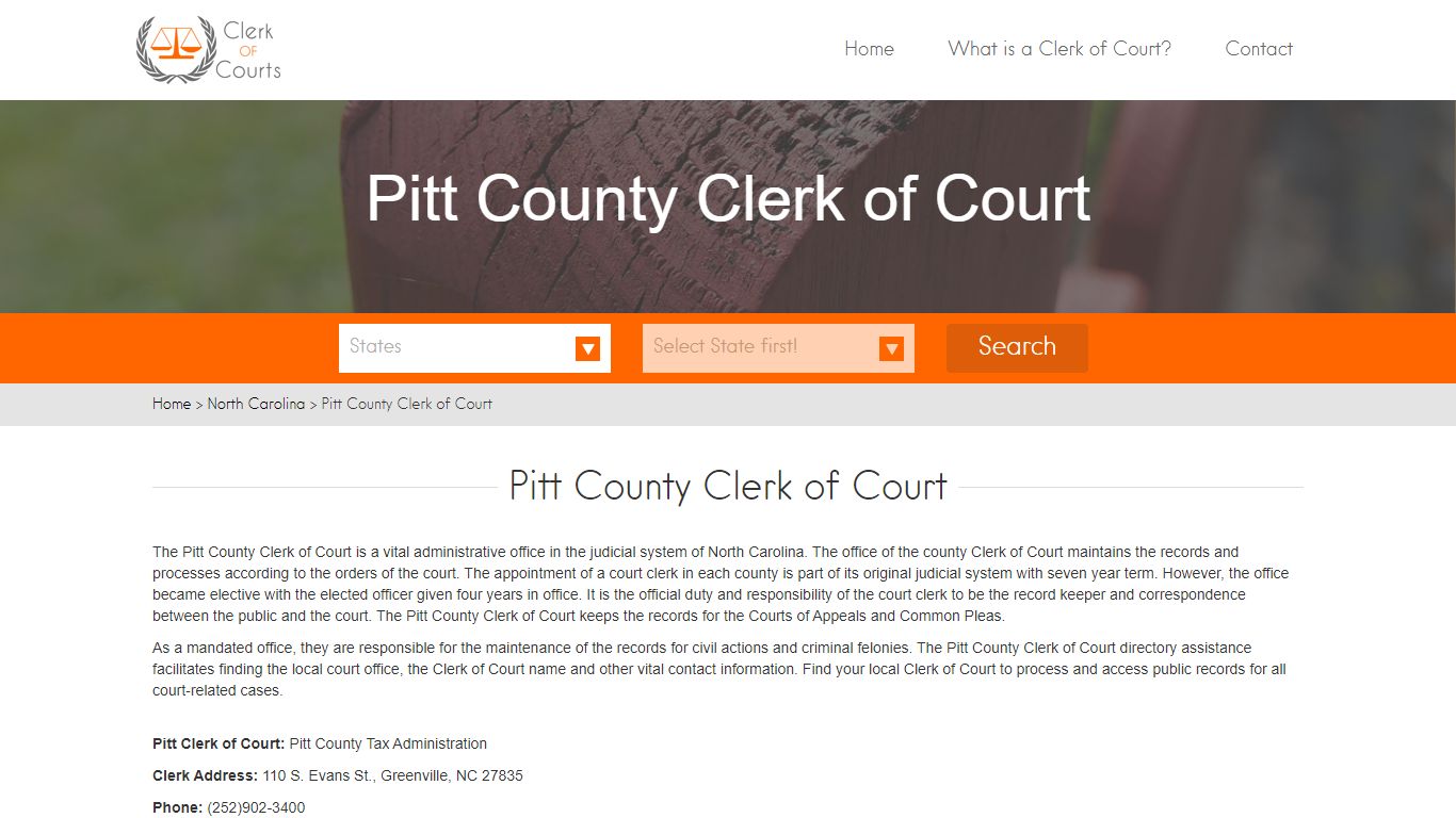 Find Your Pitt County Clerk of Courts in NC - clerk-of ...